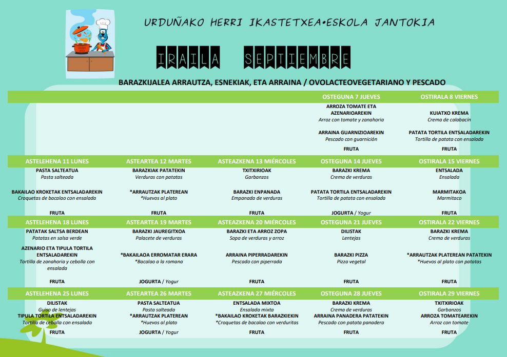 Irailaren menu obolakteoa